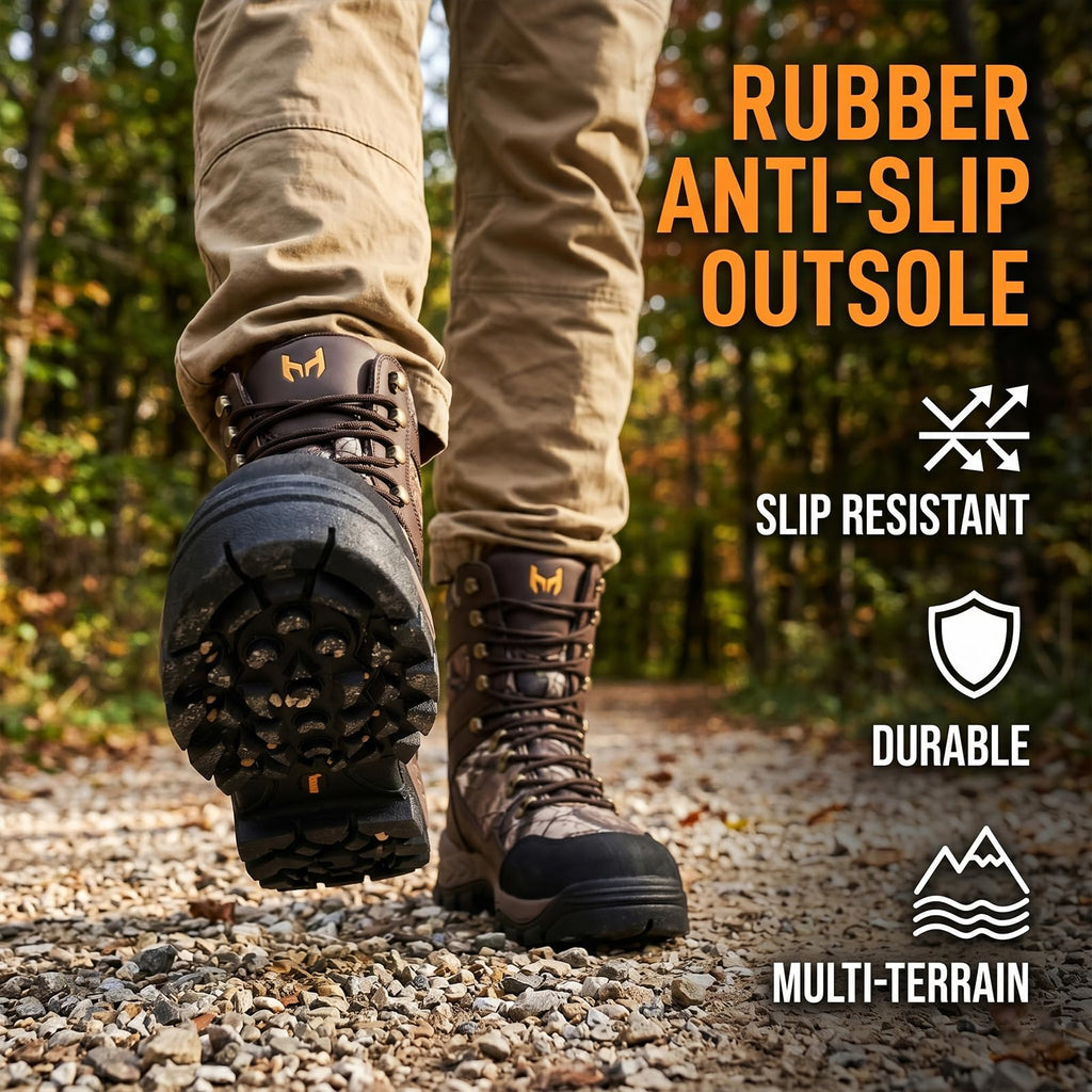 Men's Hiking Hunting Boots - Waterproof Leather & Shock-Absorbing EVA Midsole - Breathable Next Camo G2 Shoes for Rugged Trails & Trekking (Next Camo G2, Size 7)