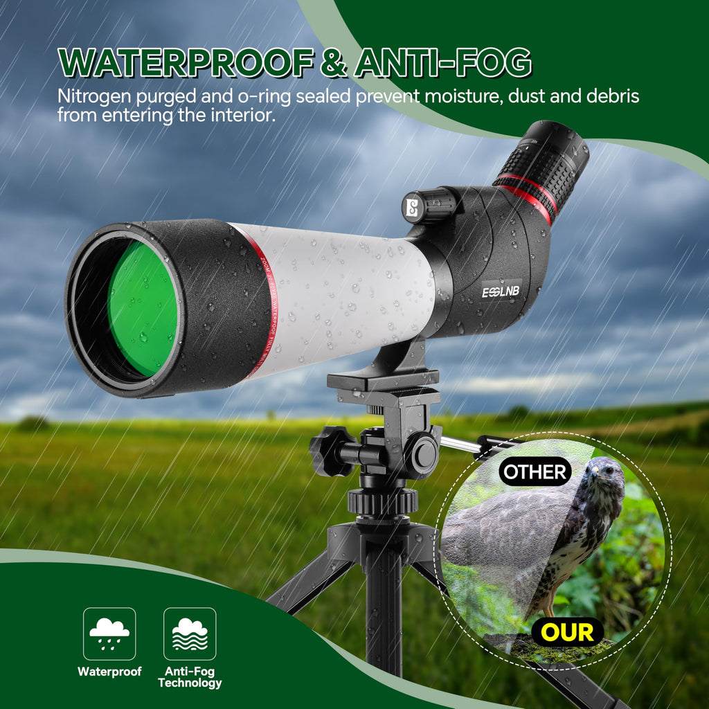 ESSLNB 20-60x80 Spotting Scopes with Tripod, BAK4 High Definition Compact Waterproof Spotter Scope with Phone Adapter and Carrying Bag for Bird Watching Wildlife Scenery