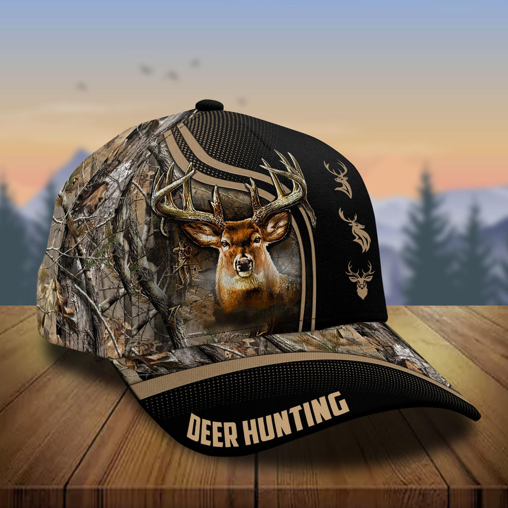 CleveFit Premium Deer Hunting Cap, Classic Deer Hunter Baseball Cap, American Hunter Brow Brown Adjustable Hat, Outdoor Hunting Dad Hat for Men