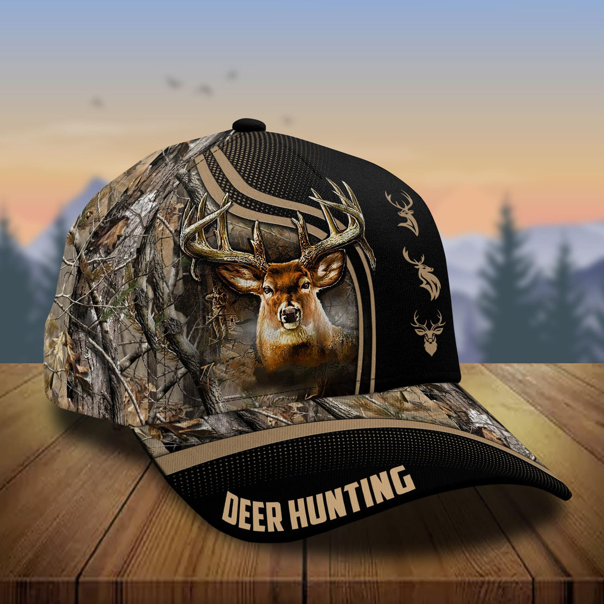 CleveFit Premium Deer Hunting Cap, Classic Deer Hunter Baseball Cap, American Hunter Brow Brown Adjustable Hat, Outdoor Hunting Dad Hat for Men