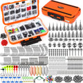 PLUSINNO Fishing Gear Accessories Kit, 449PCS Fishing Tackle Box with Tackle Included, Fishing Hooks, Fishing Weights Sinkers, Jig Heads, Fishing Tackle Set Equipment for Bass Trout, Gifts for men