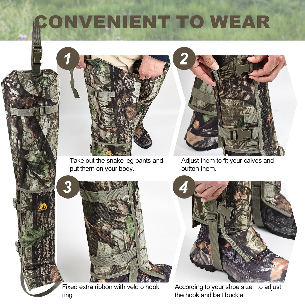Anewkle Snake Guard Chaps Waterproof Snake Chaps for Hunting Snake Bite Protection Gear Adjustable Size Snake Bite Protective Gaiters Anti-Snake Gaiters for Legs