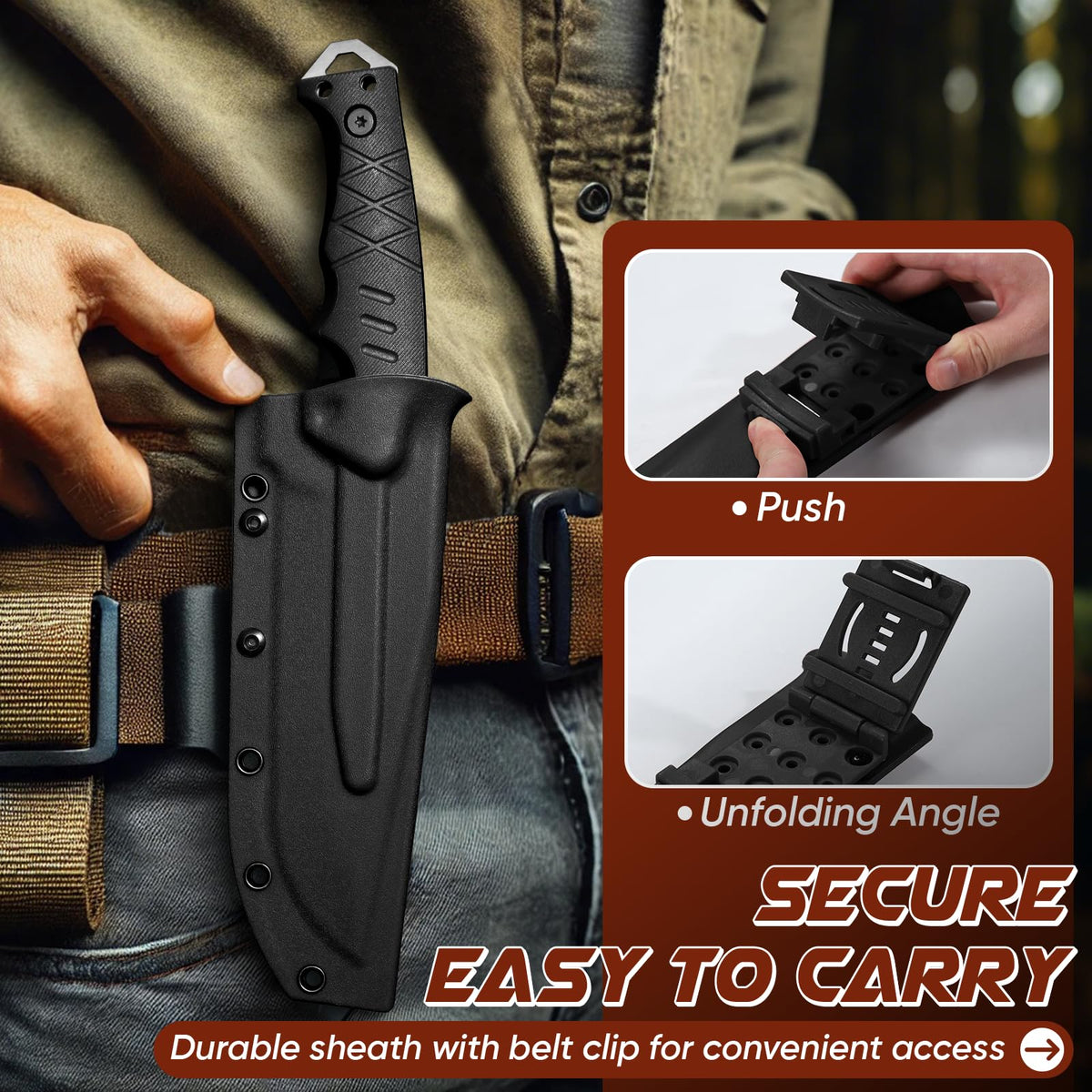 Purple Dragon Fixed Blade Knife with Kydex Sheath - D2 Steel Survival Knives for Camping, Bushcraft - Ergonomic G10 Handle Outdoor Survival Gear Christmas Gift for Men and Women