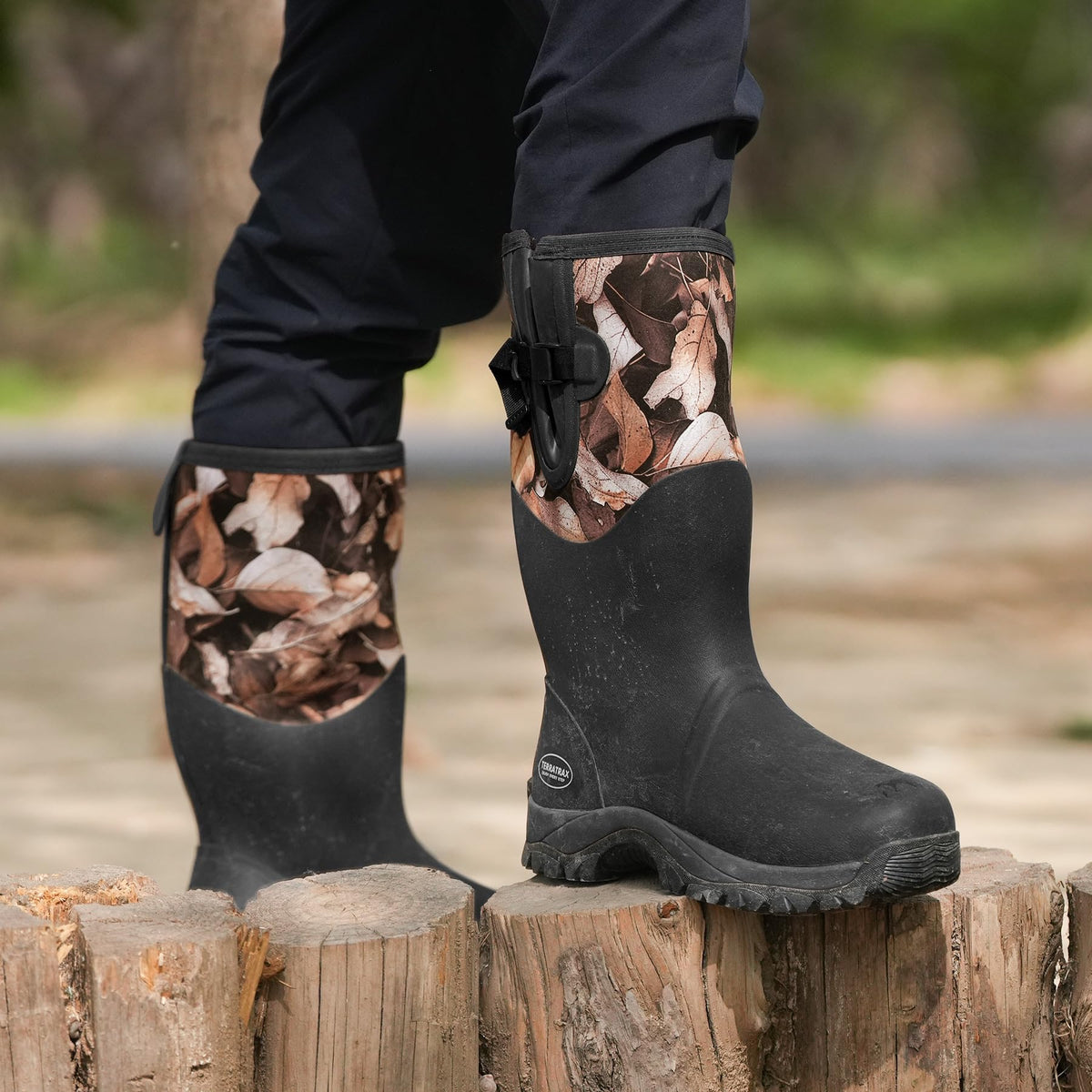 Men's Waterproof Hunting Boots, Camouflage 6mm Neoprene Muck Boots for Outdoor Hunting, Fishing, Farming & Work Black size 12