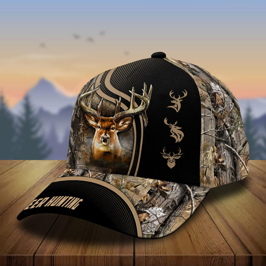 CleveFit Premium Deer Hunting Cap, Classic Deer Hunter Baseball Cap, American Hunter Brow Brown Adjustable Hat, Outdoor Hunting Dad Hat for Men