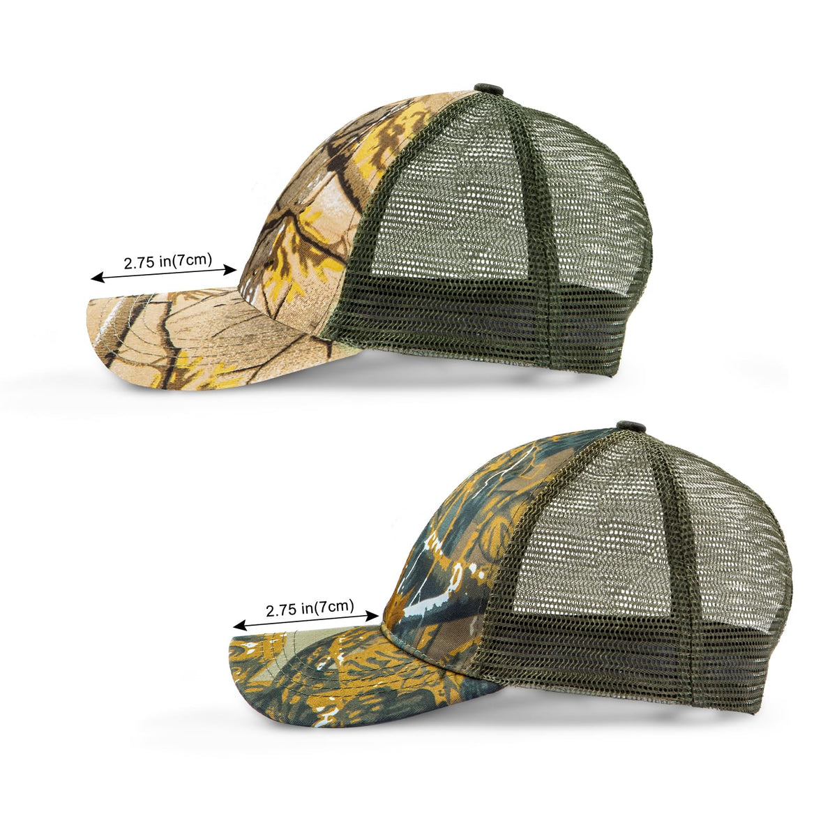 Seaponer Men's Camouflage Hunting Hat, Breathable Mesh, 2pcs