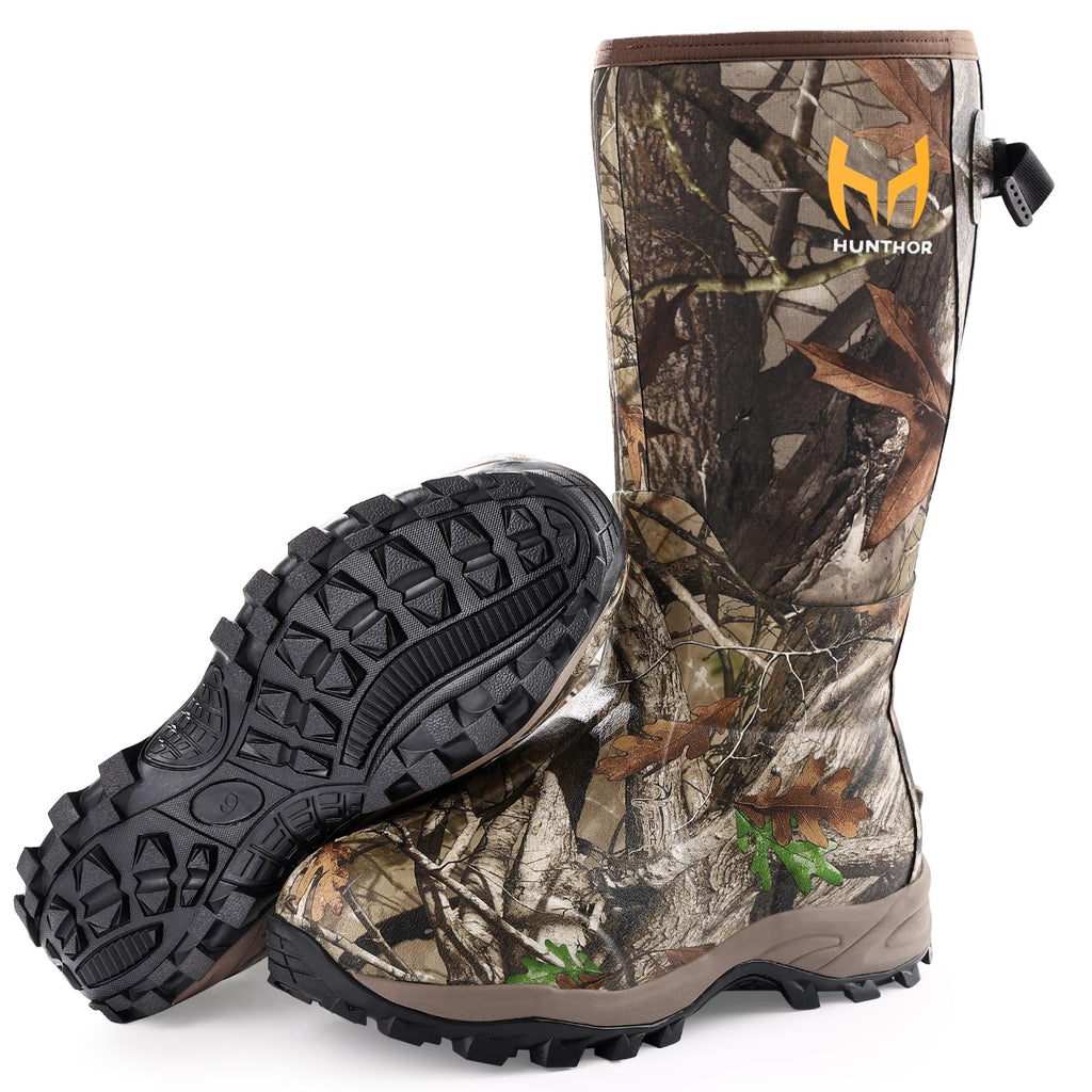Hunthor Hunting Boots for Men, Waterproof Insulated 6mm Neoprene Rubber Boots for Hunting and Outdoor Activities (Next Camo, Size 7)