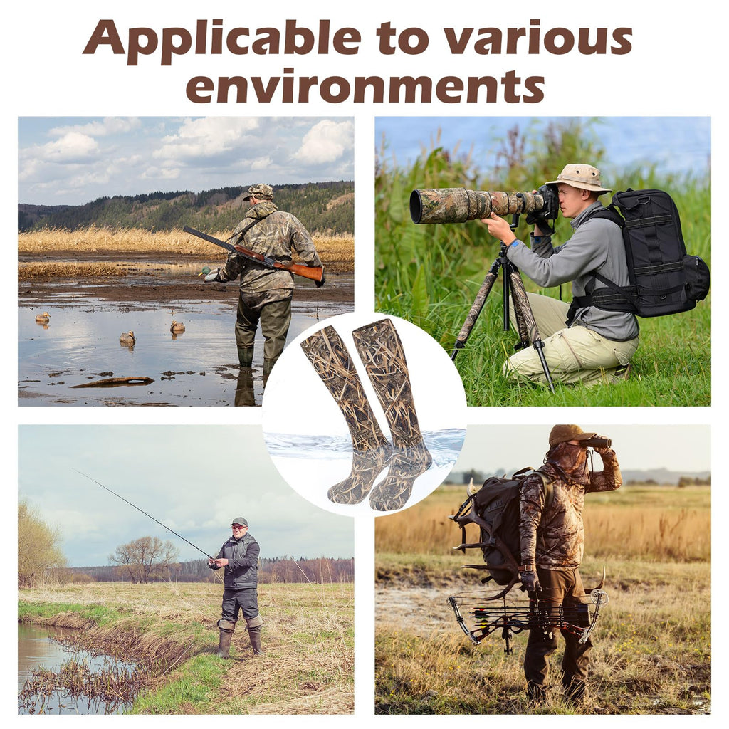 Cutecrop Men Waterproof Duck Hunting Gear Wader Sock Breathable Waterfowl Fishing Knee-high for Outdoor Winter Duck Hunting(XL)