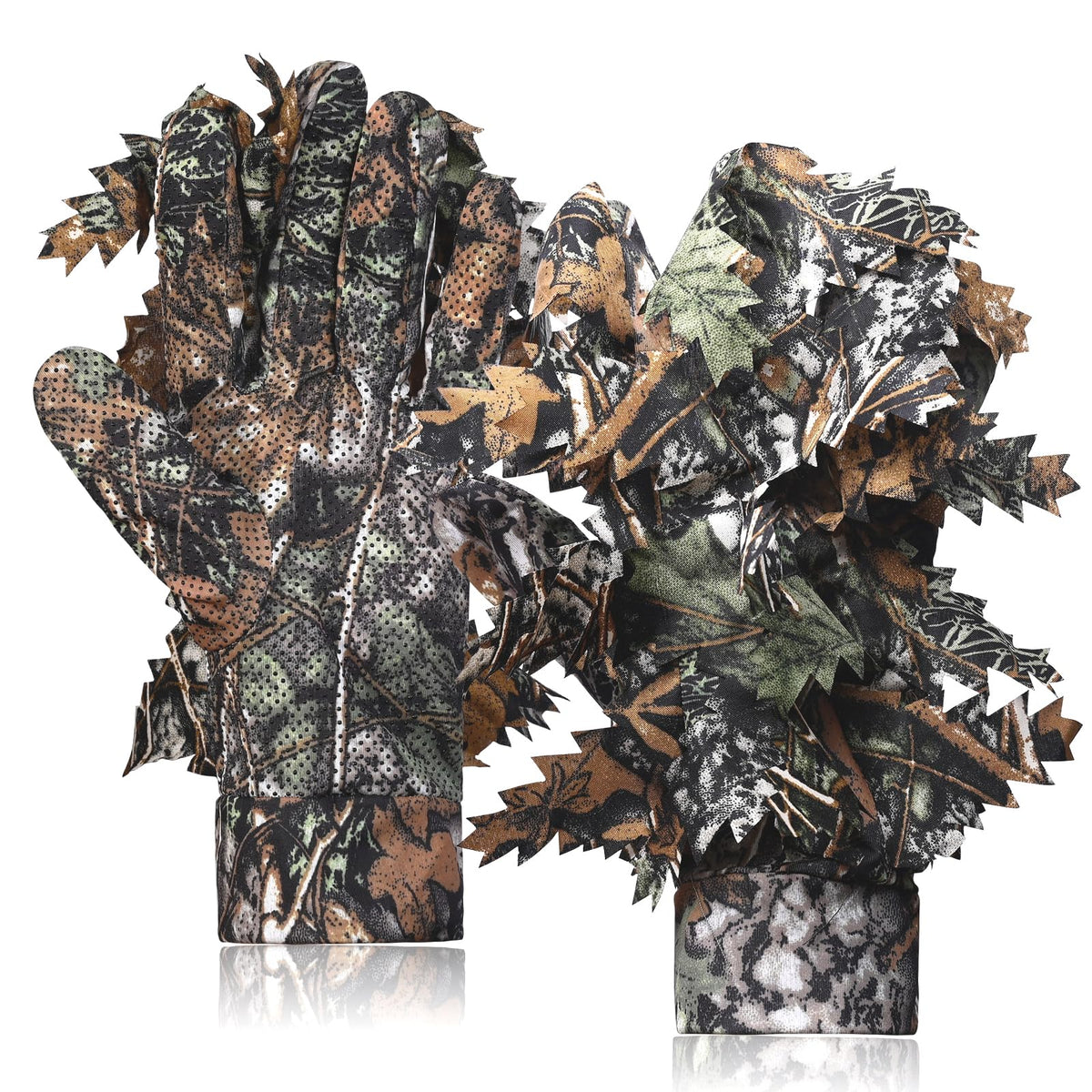 EAmber Camouflage Hunting Gloves 3D Leaf Camo Gloves Pro Anti-Slip Lightweight Archery Accessories Hunting Outdoors