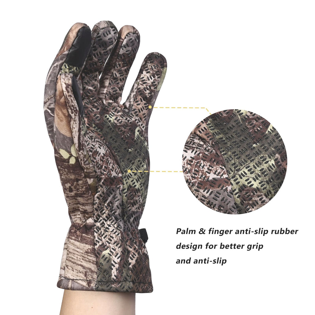 EAmber Camouflage Hunting Gloves Camo Touch Screen Warm Gloves with Fleece Pro Anti-Slip Lightweight Archery Accessories Hunting Outdoors