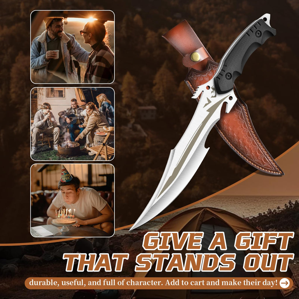 Purple Dragon Fixed Blade Knife with Sheath,440C Steel Full Tang Bushcraft Knife with G10 Handle for Camping, Hiking,Survival & Outdoor Use – Great Gift for Men