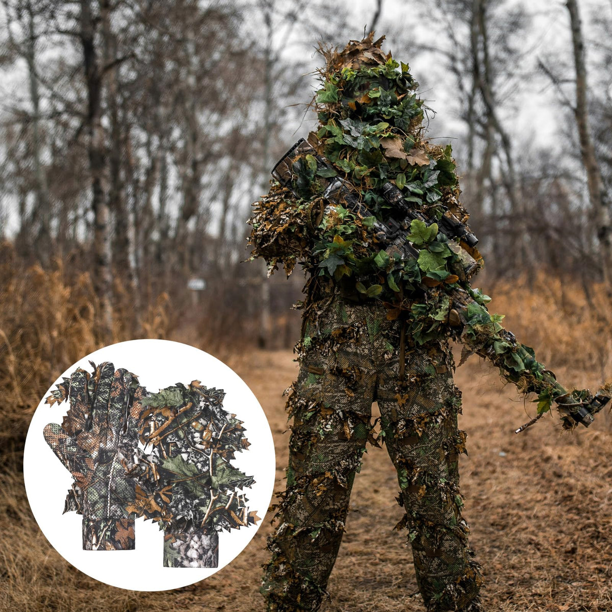 EAmber Camouflage Hunting Gloves 3D Leaf Camo Gloves Pro Anti-Slip Lightweight Archery Accessories Hunting Outdoors