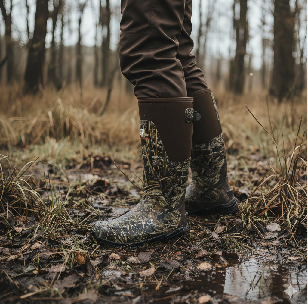 Showave Men's Arctic Pro Rubber Hunting Boots with Steel Shank Insulated Rain Boot Waterproof Neoprene Mud Boot Outdoor Snow Working Boots Cold Weather,Size 13,Camo