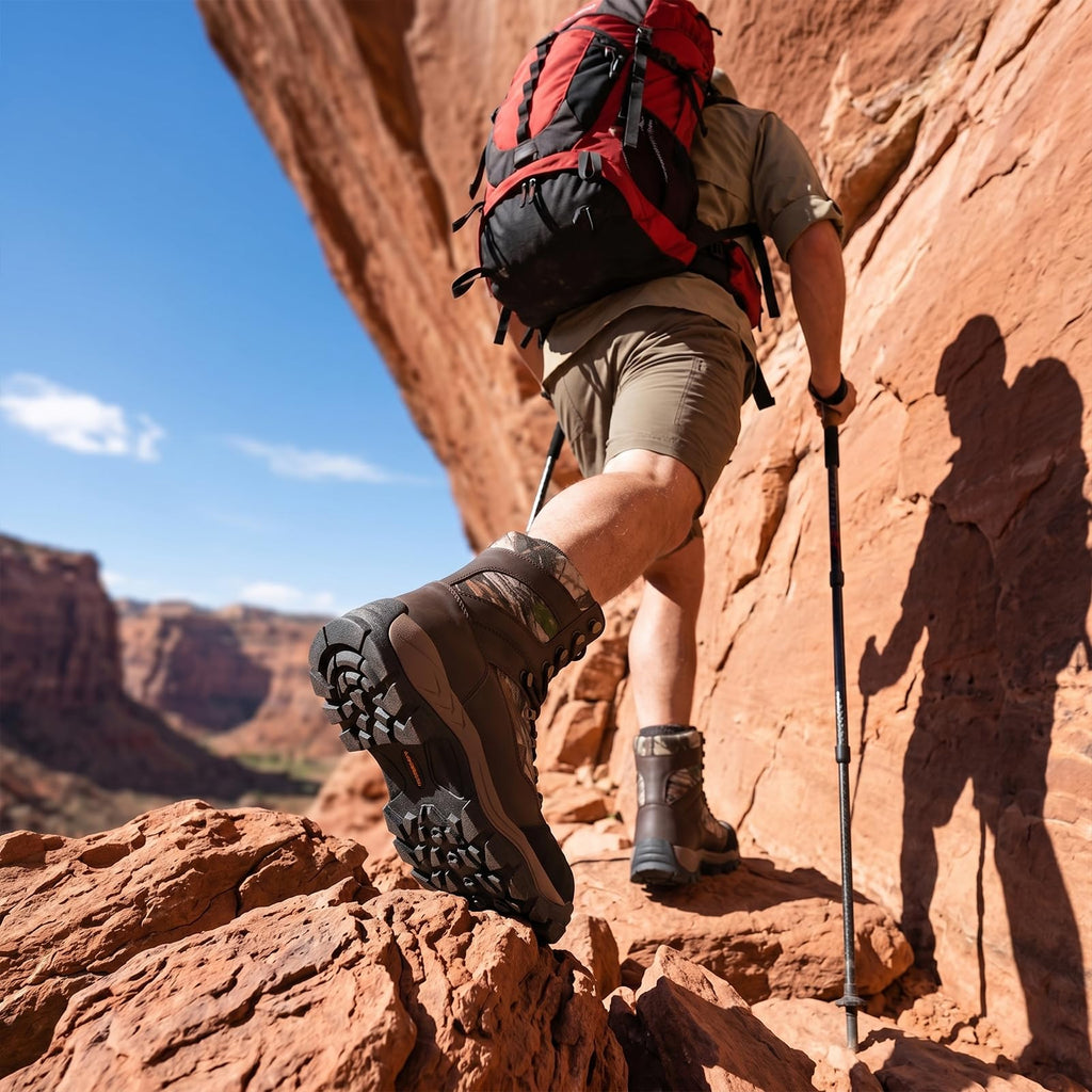 Men's Hiking Hunting Boots - Waterproof Leather & Shock-Absorbing EVA Midsole - Breathable Next Camo G2 Shoes for Rugged Trails & Trekking (Next Camo G2, Size 7)