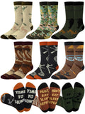 Eurzom 6 Pairs Funny Hunting Socks for Men Novelty Cotton Crew Socks Hunter Essentials Birthday Gift for Hunting Lover(Vivid Color)
