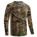 Huntrex Men's Camo Hunting Shirt with Zipper Pocket – UPF 50+ Fishing Shirts Sun Protection Long Sleeve Quick-Drying (Misty Thicket,L)