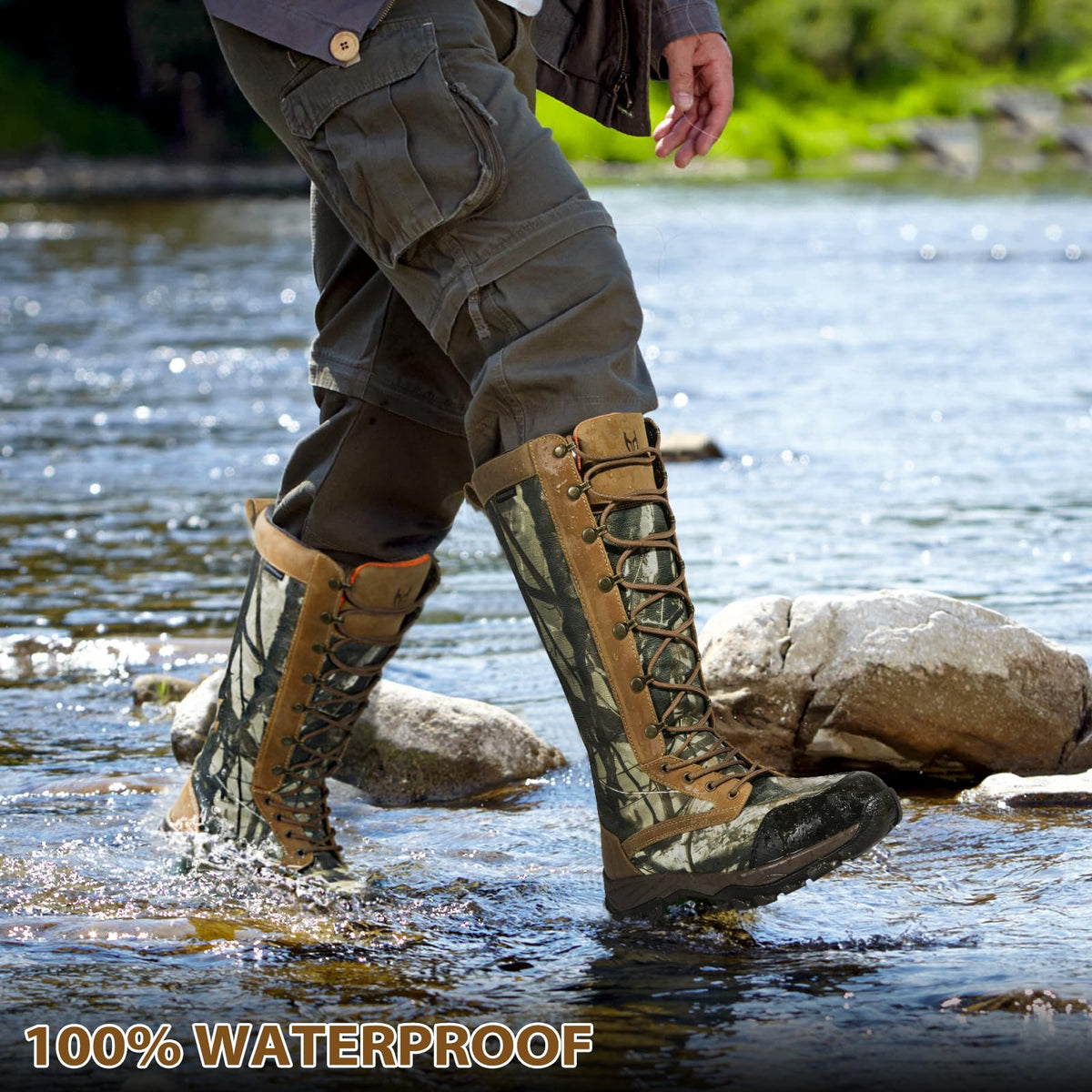 Hunthor Snake Proof Boots for Men, Waterproof 1000D Oxford Snake Bite Resistant, Tall 16-Inch Knee-High Protection for Hunting, Farm & Field Size 7