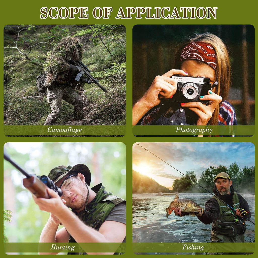 Sintege 3 Pieces 3D Camo Turkey Hunting Face Mask Camouflage Leafy Hat Ghillie Face Covering 3D Full Cover Camo Headwear Turkey Hunting Gear Accessories