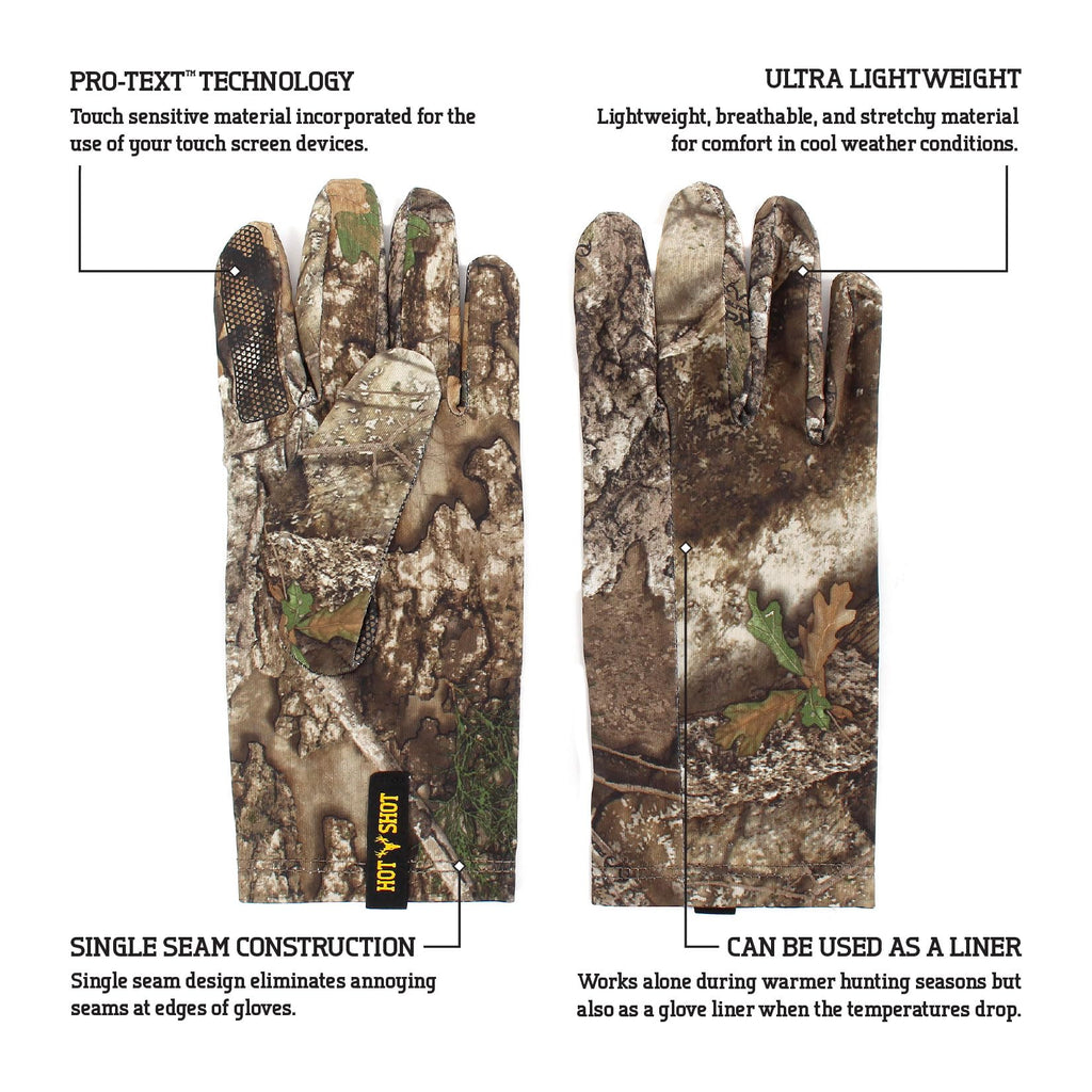 HOT SHOT Men's Blacktail Realtree Camo Lightweight Stretch Touch Glove – Outdoor Lightweight Hunting Glove (Realtree APX, Medium)