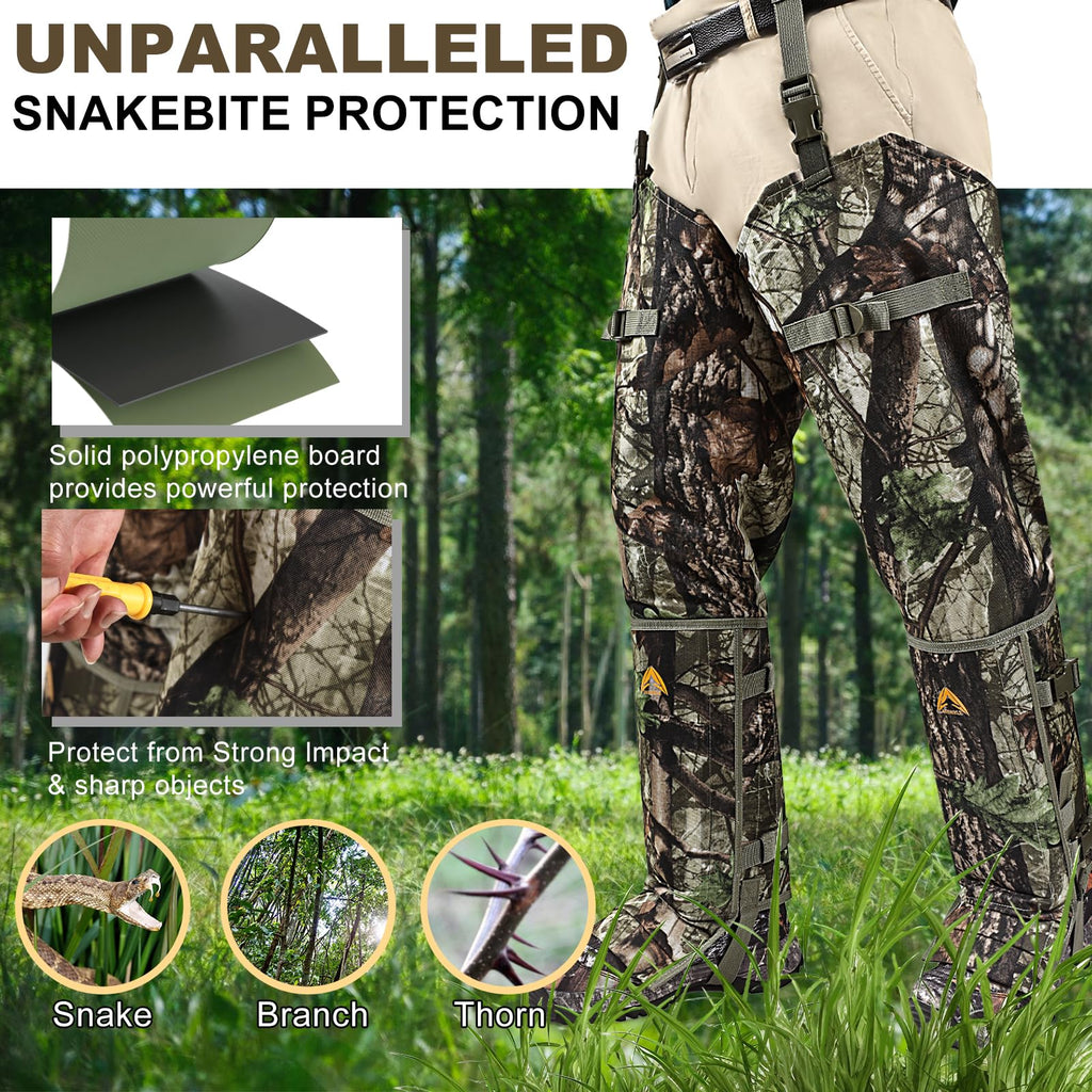 Anewkle Snake Guard Chaps Waterproof Snake Chaps for Hunting Snake Bite Protection Gear Adjustable Size Snake Bite Protective Gaiters Anti-Snake Gaiters for Legs
