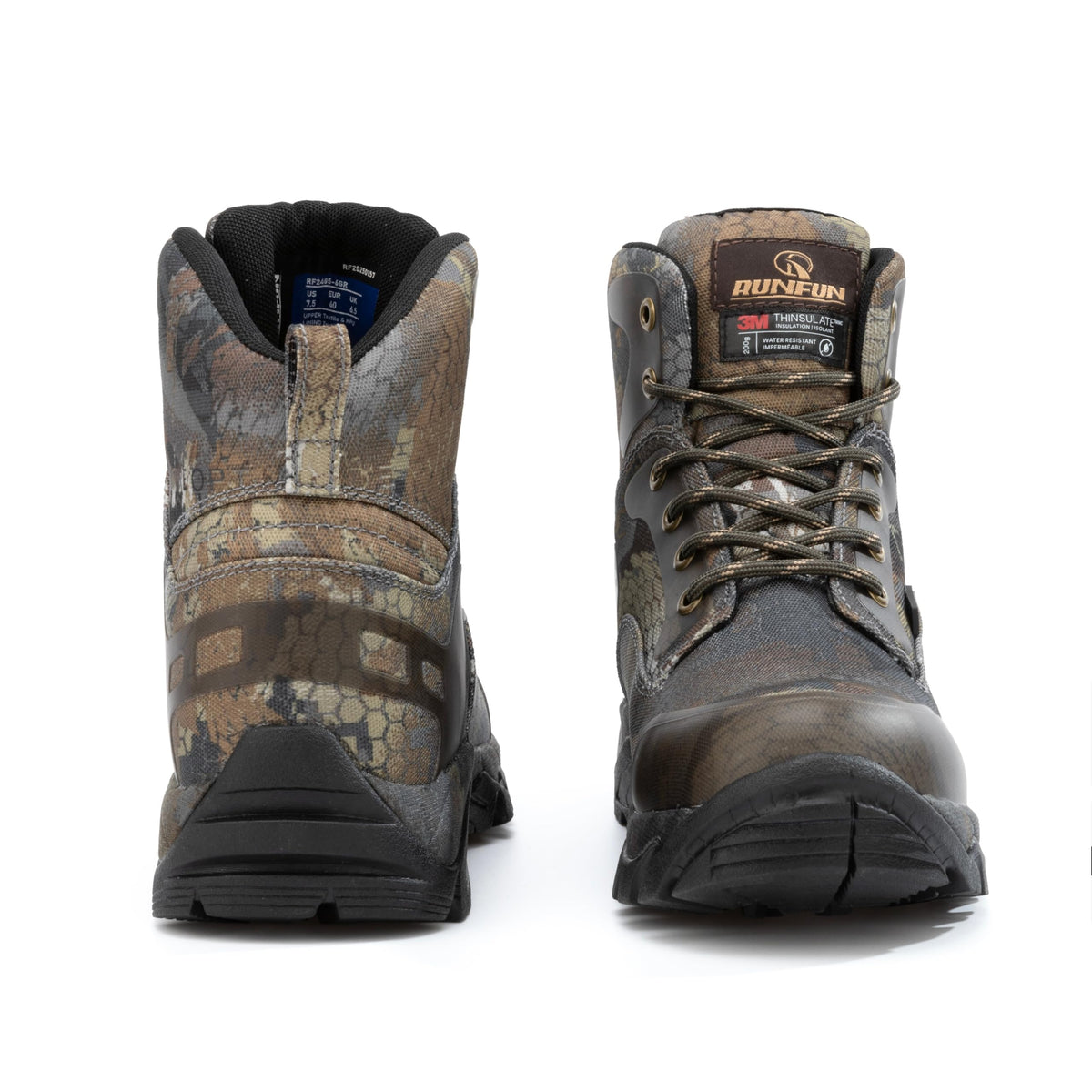 R RUNFUN Men's 6" Waterproof Insulated Hunting Boots Lightweight Comfortable Hiking Boots with Steel Shank, 200g Thinsulate(RF2405Camo, Size12)