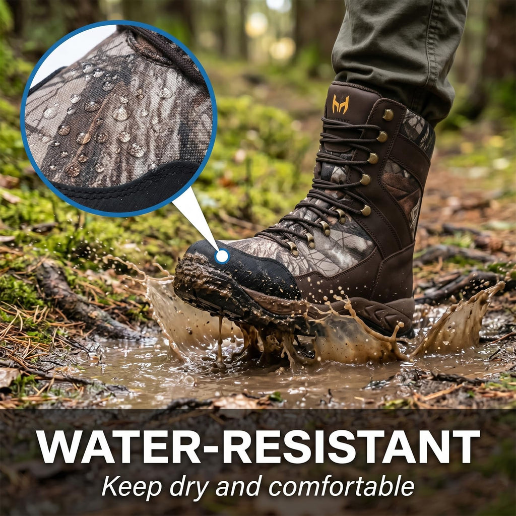 Men's Hiking Hunting Boots - Waterproof Leather & Shock-Absorbing EVA Midsole - Breathable Next Camo G2 Shoes for Rugged Trails & Trekking (Next Camo G2, Size 7)