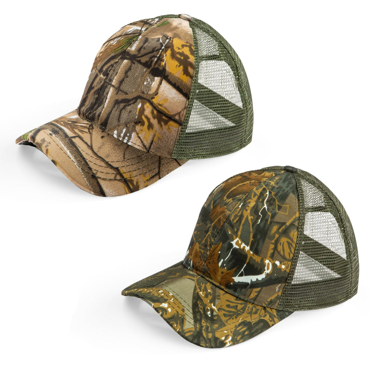 Seaponer Men's Camouflage Hunting Hat, Breathable Mesh, 2pcs