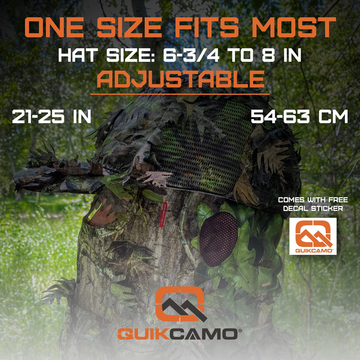 QuikCamo Realtree Xtra 2-in-1 3D Leafy Camo Face Mask + Hat Turkey Hunting Gear (Adjustable, One Size Fits Most)