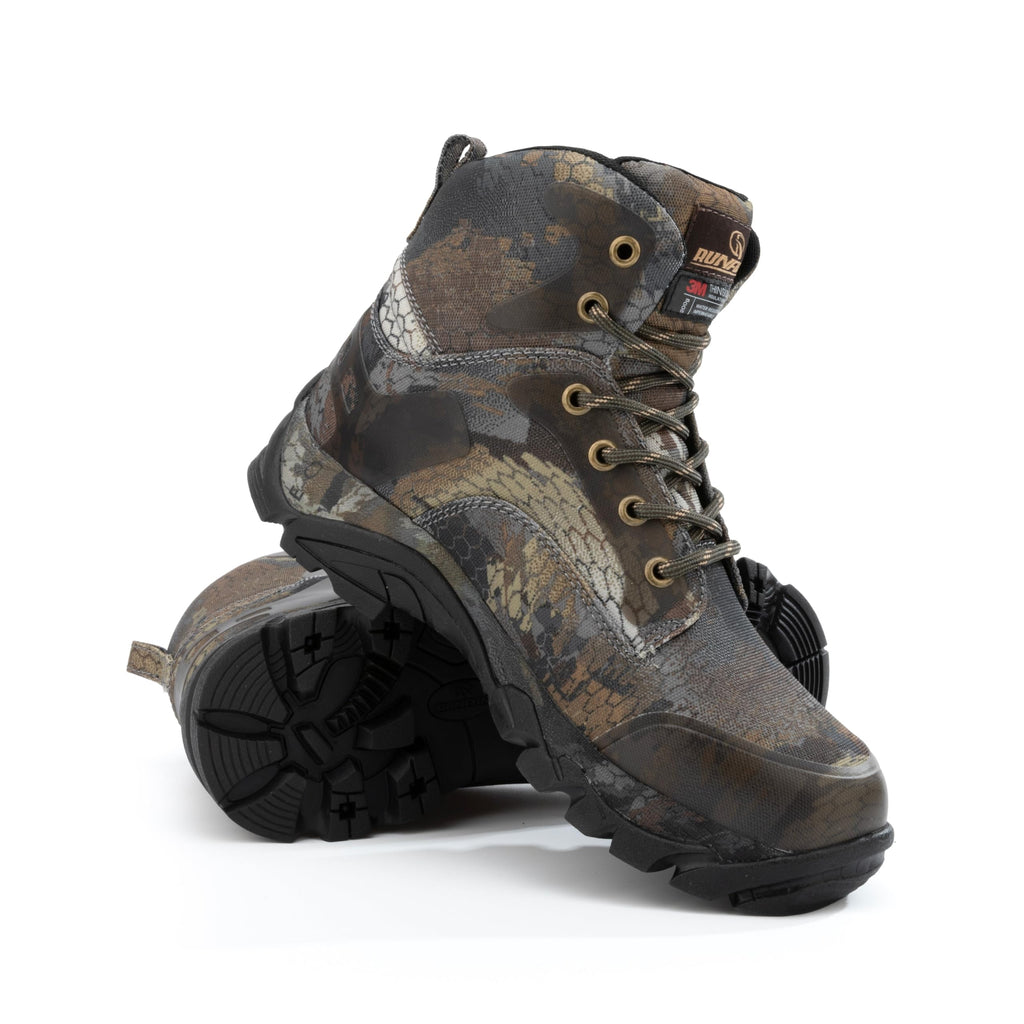R RUNFUN Men's 6" Waterproof Insulated Hunting Boots Lightweight Comfortable Hiking Boots with Steel Shank, 200g Thinsulate(RF2405Camo, Size12)