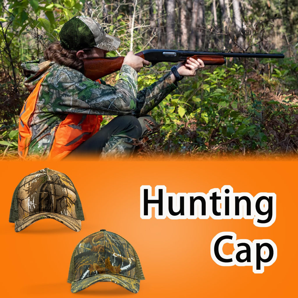 Seaponer Men's Camouflage Hunting Hat, Breathable Mesh, 2pcs