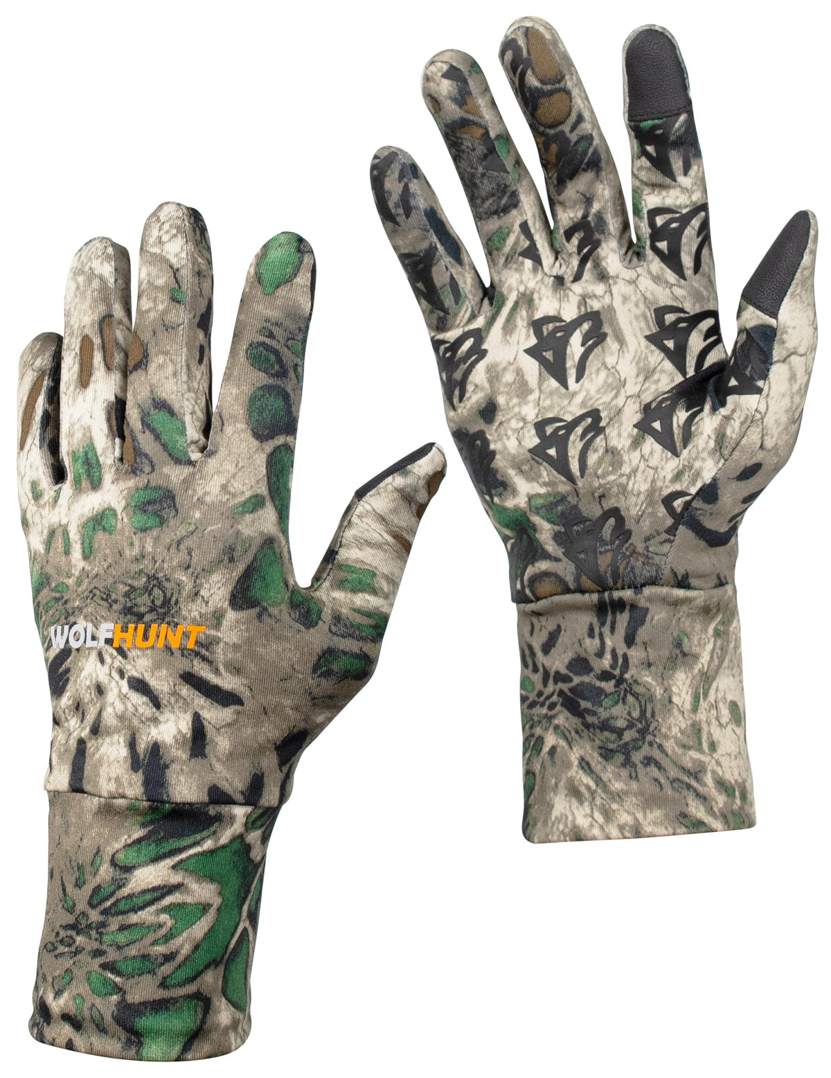 WOLFHUNT Lightweight Camouflage Hunting Gloves Full Finger, Men/Women Anti-Slip Camo Gloves for Hunting, Camo MP, M/L