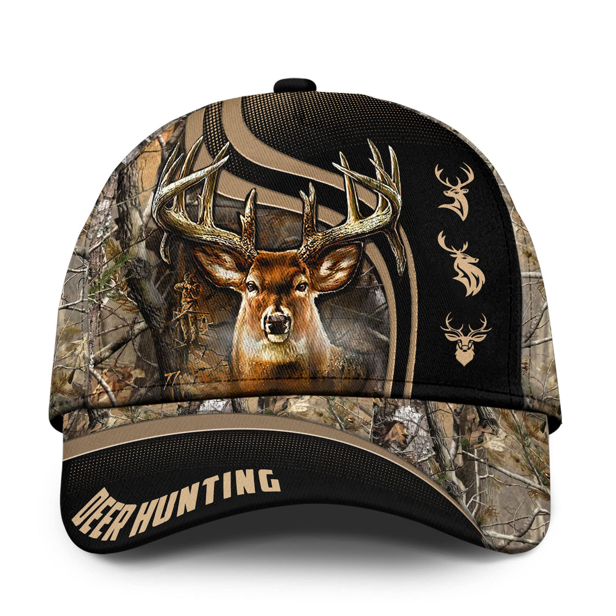 CleveFit Premium Deer Hunting Cap, Classic Deer Hunter Baseball Cap, American Hunter Brow Brown Adjustable Hat, Outdoor Hunting Dad Hat for Men