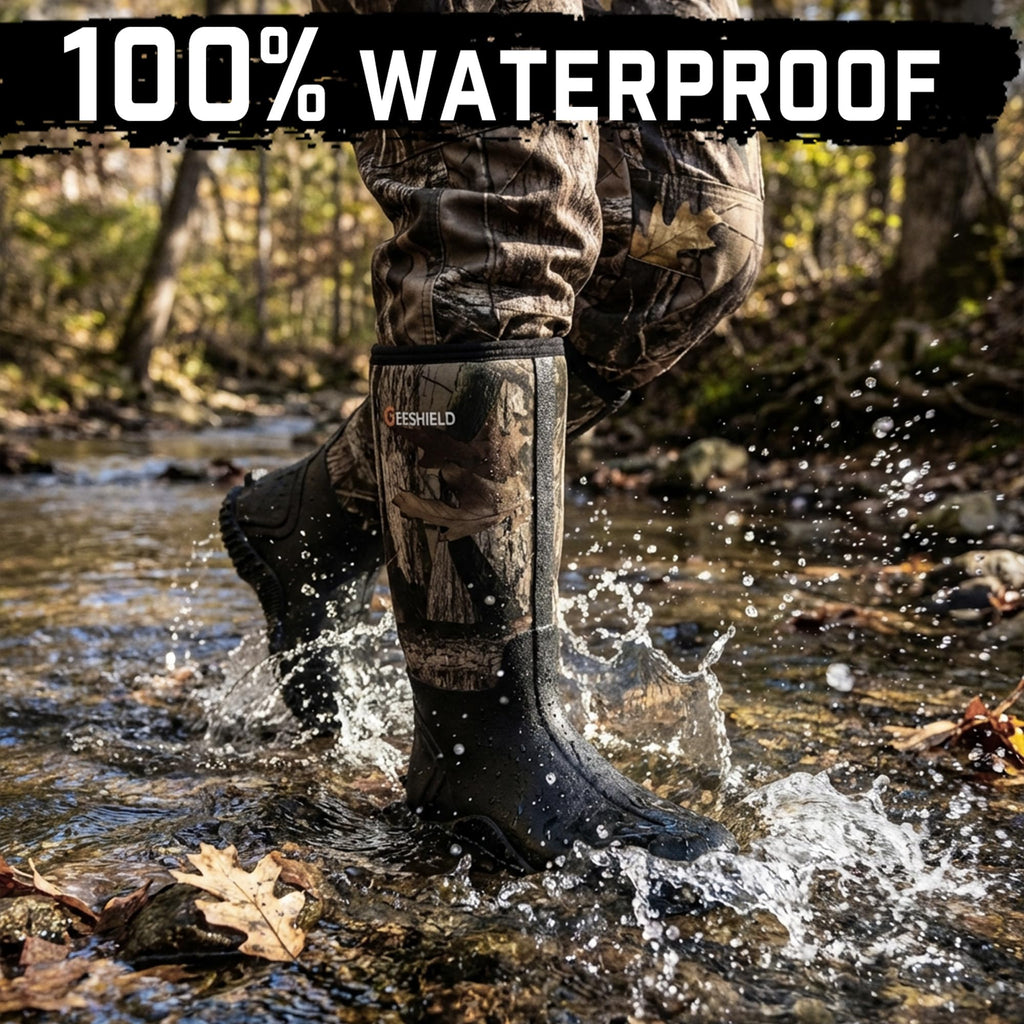 GIEESHIELD Rubber Boots for Men And Women, Waterproof Insulated Hunting & Work Boots with Steel Shank, Durable Anti-Slip Outdoor Boots for Farming, Gardening, Fishing, Mud Working(Black, Next G2 Camo)