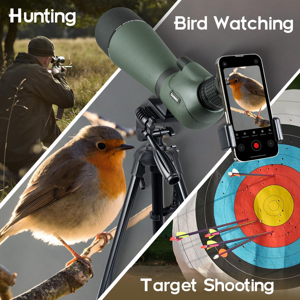 GUANIEE 25-75x80 Spotting Scope for Target Shooting with Upgraded Tripod Carrying Bag and Phone Adapter Spotter Scope for Bird Watching, Wildlife Viewing Camo