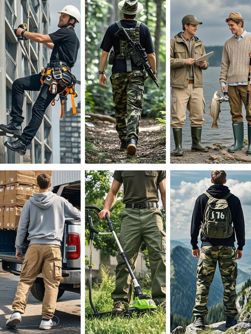 AKHIKING Men's Camo Cargo Work Pants Cotton Tactical Ripstop Casual Combat Pants with 8 Pockets Caoyuan 36x32
