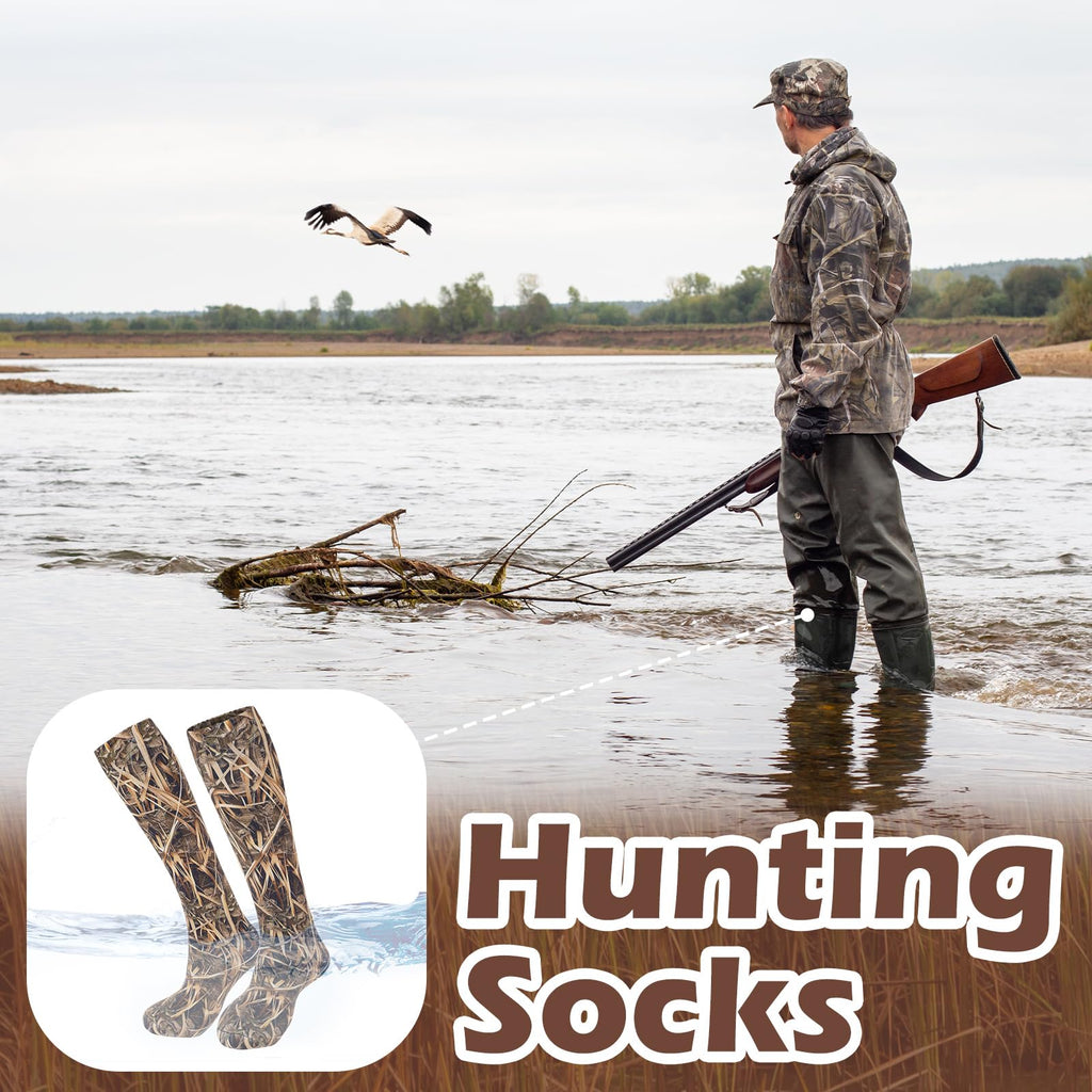 Cutecrop Men Waterproof Duck Hunting Gear Wader Sock Breathable Waterfowl Fishing Knee-high for Outdoor Winter Duck Hunting(XL)