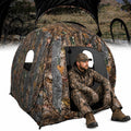 FUNHORUN Hunting Blind 360 Degree See Through with Floor Mat, 2/3 Person Ground Blind, Quick Set Pop Up Tent, Spring Steel Camouflage Tent for Deer and Turkey