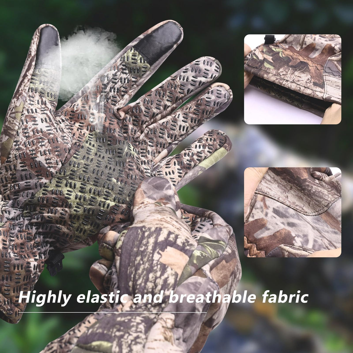 EAmber Camouflage Hunting Gloves Camo Touch Screen Warm Gloves with Fleece Pro Anti-Slip Lightweight Archery Accessories Hunting Outdoors