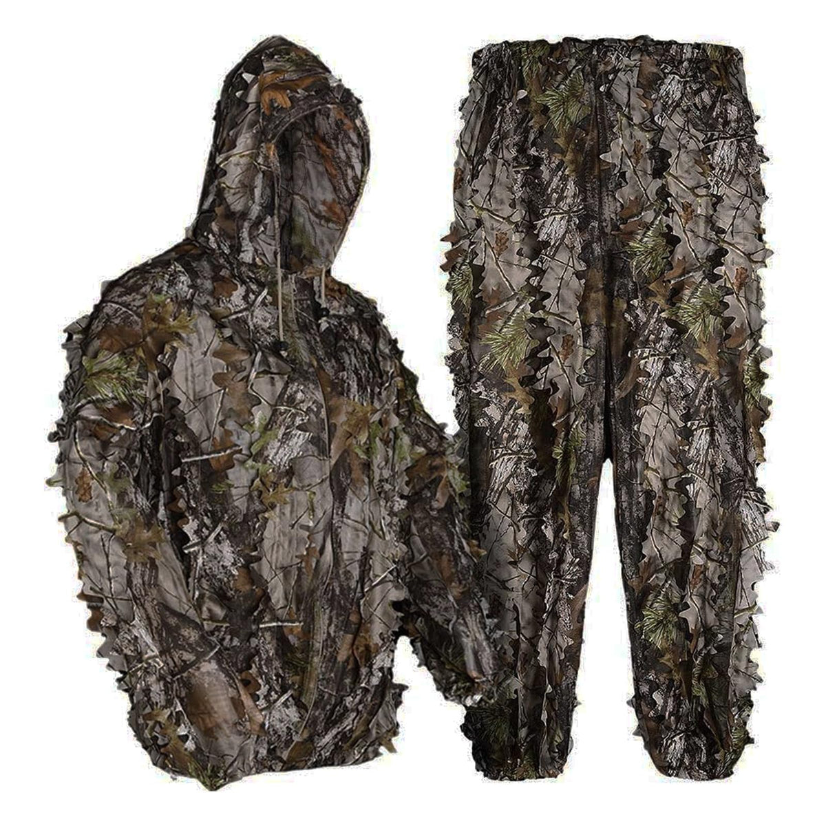 LOOGU Ghillie Suit 3D Maple Leafy Camouflage Clothing Super Lightweight Hooded Outfit for Hunting, Shooting, Wildfowl, Paintball, Wildlife Photography, Halloween or Christmas