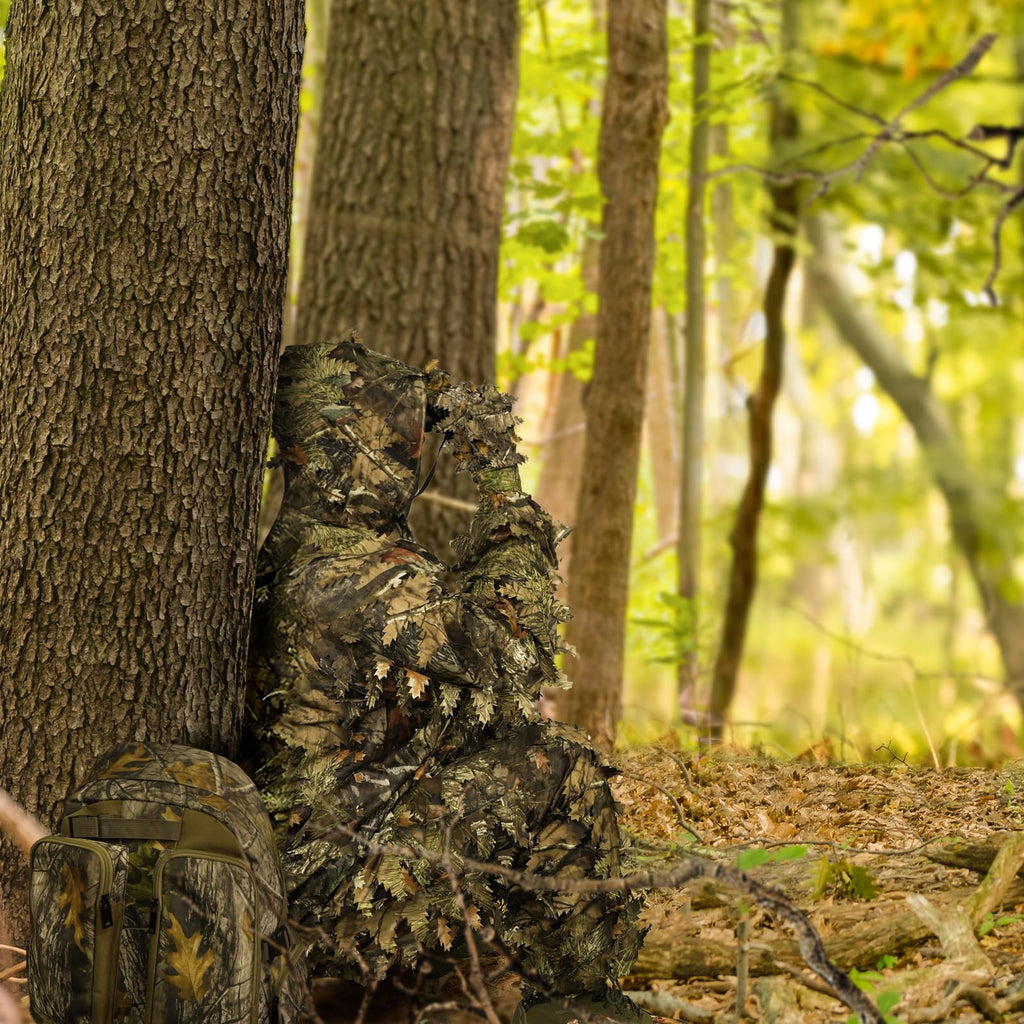 LOOGU Ghillie Suit 3D Maple Leafy Camouflage Clothing Super Lightweight Hooded Outfit for Hunting, Shooting, Wildfowl, Paintball, Wildlife Photography, Halloween or Christmas