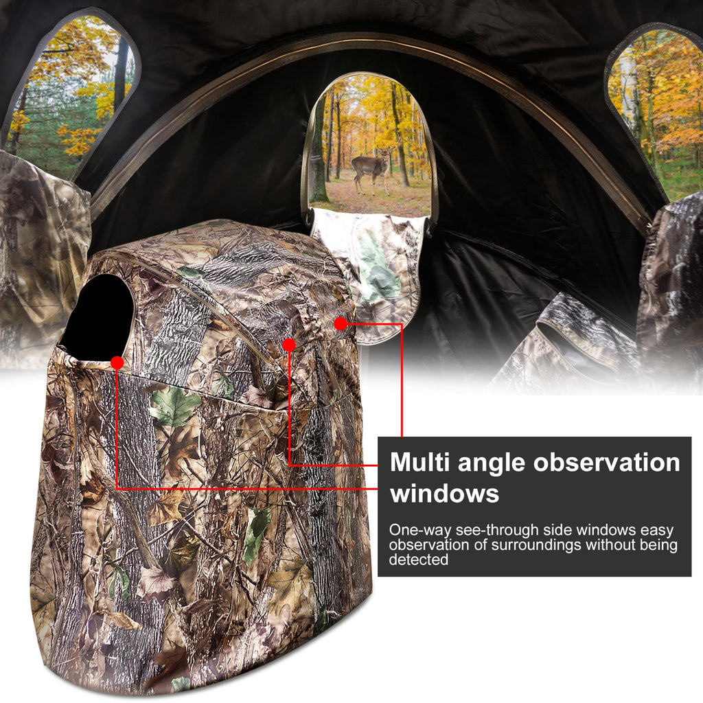 WTVIDAS Hunting Blinds with Chair Pop Up Ground Blinds with Carrying Bag Portable 1-Person Hunting Tent for Deer & Turkey Hunting
