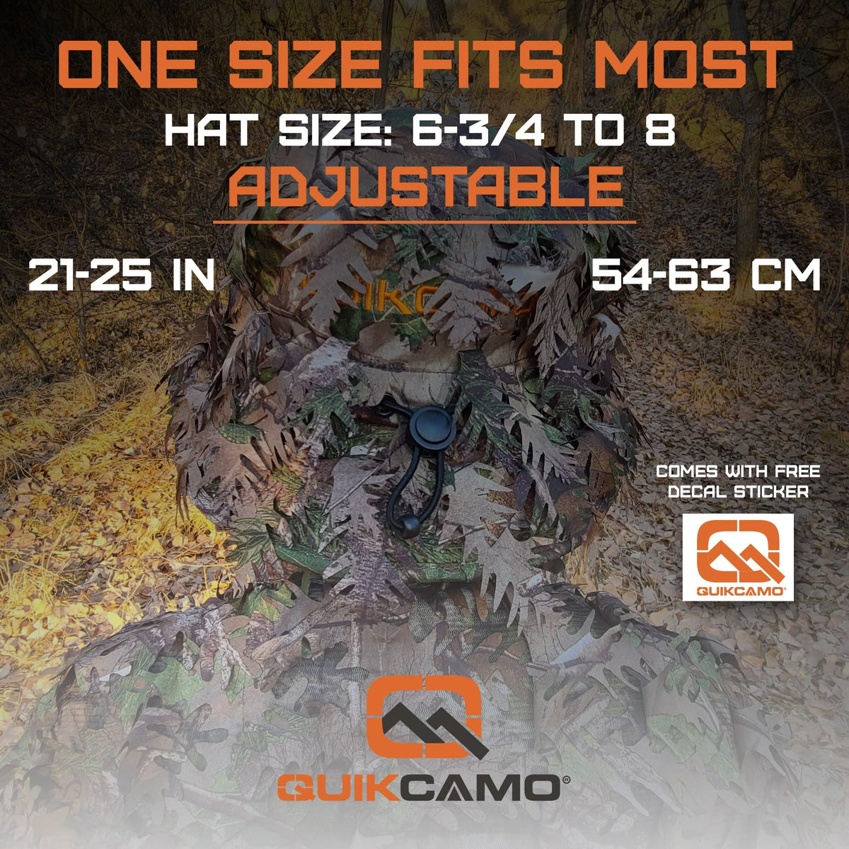 QuikCamo Men’s Mossy Oak Obsession 3D Leafy Camo Bucket Hat with Built-In Face Mask for Turkey Hunting - Adjustable Size