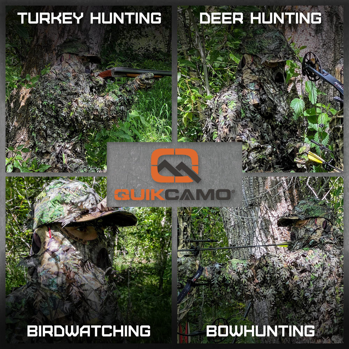 QuikCamo Realtree Xtra 2-in-1 3D Leafy Camo Face Mask + Hat Turkey Hunting Gear (Adjustable, One Size Fits Most)