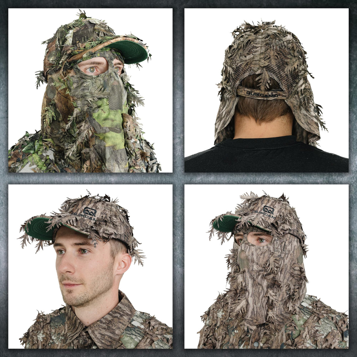 QuikCamo Realtree Xtra 2-in-1 3D Leafy Camo Face Mask + Hat Turkey Hunting Gear (Adjustable, One Size Fits Most)