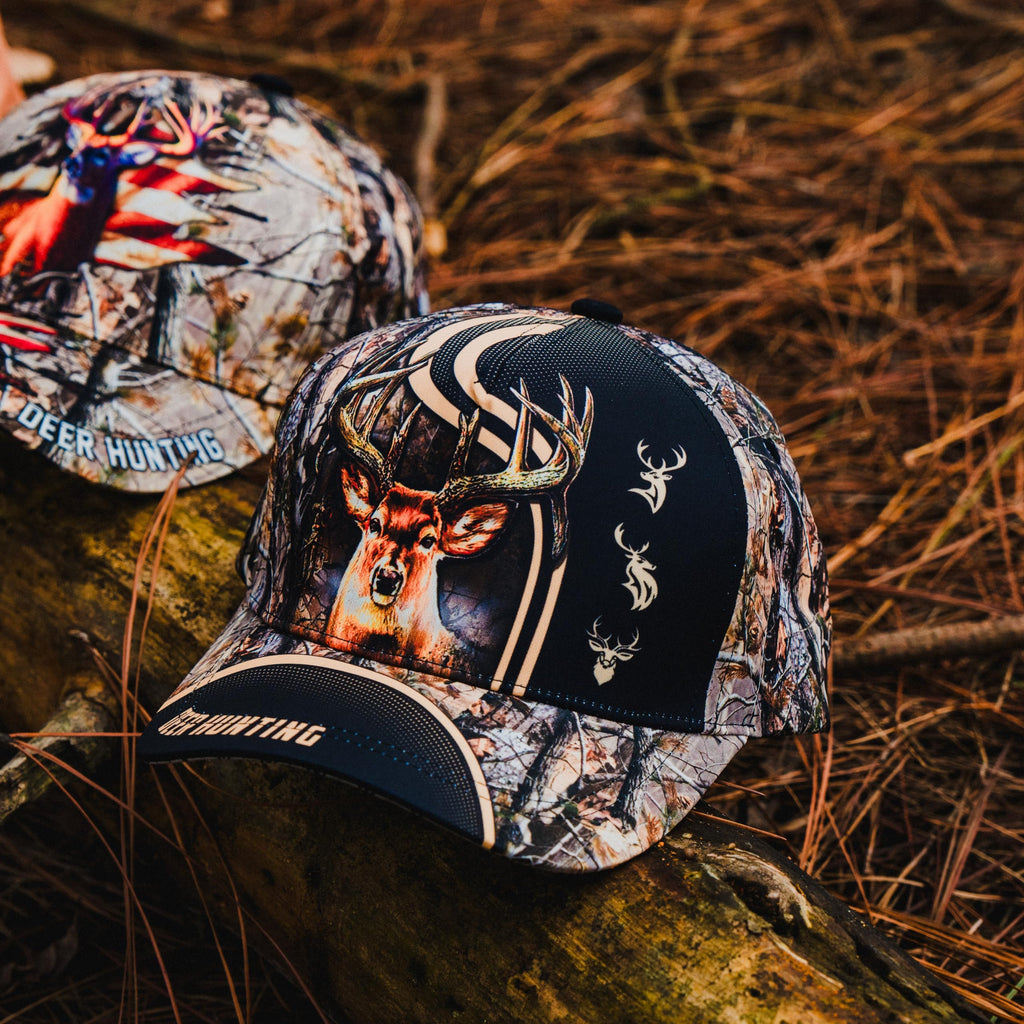 CleveFit Premium Deer Hunting Cap, Classic Deer Hunter Baseball Cap, American Hunter Brow Brown Adjustable Hat, Outdoor Hunting Dad Hat for Men