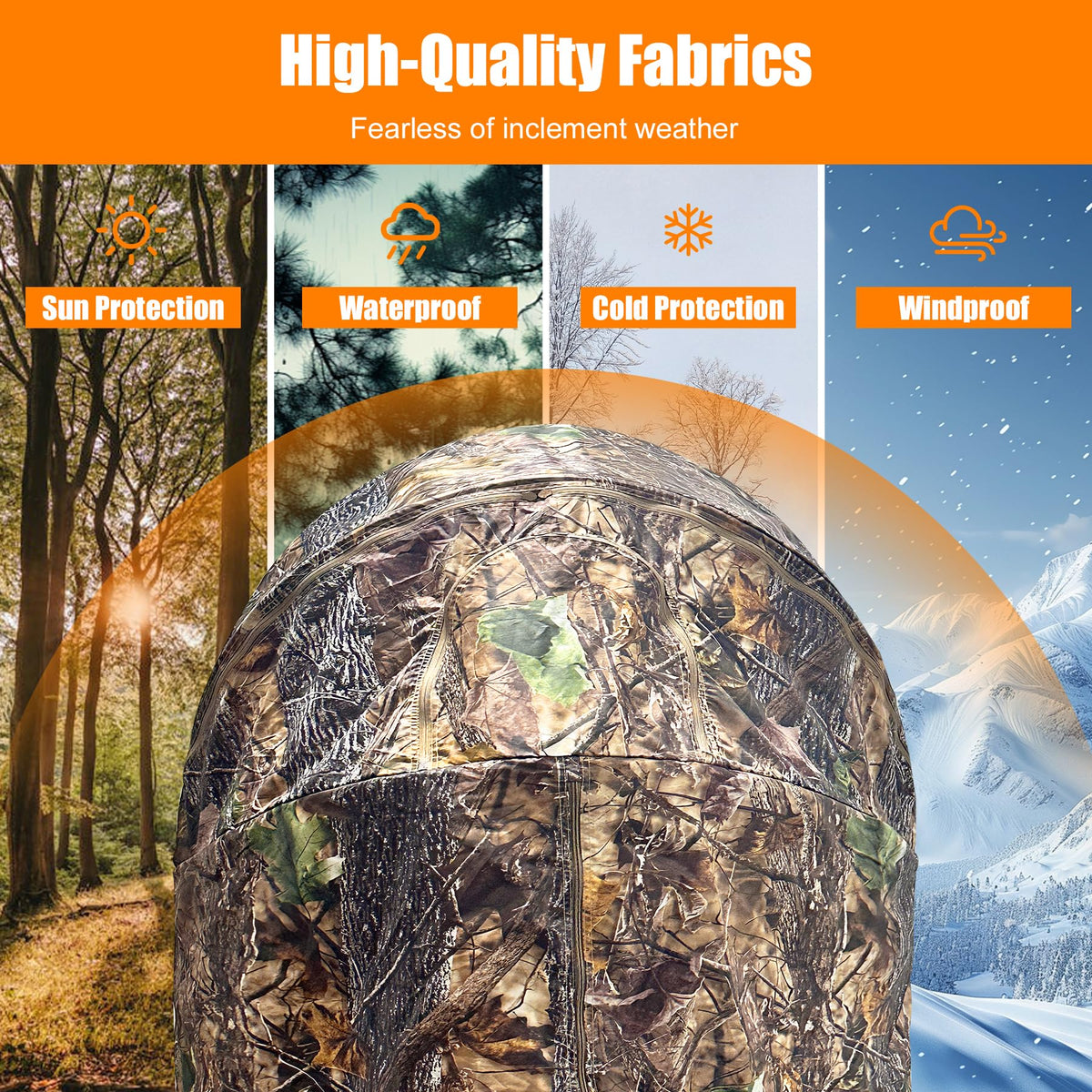 WTVIDAS Hunting Blinds with Chair Pop Up Ground Blinds with Carrying Bag Portable 1-Person Hunting Tent for Deer & Turkey Hunting
