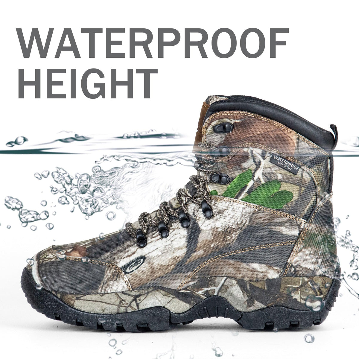 R RUNFUN Men's 7" Waterproof Insulated Lightweight Hunting Boots Anti-slip Hiking Boot, 200g Thinsulate(RF204-7CG2, Size11)