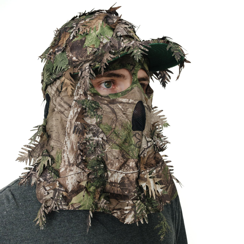 QuikCamo Realtree Xtra 2-in-1 3D Leafy Camo Face Mask + Hat Turkey Hunting Gear (Adjustable, One Size Fits Most)