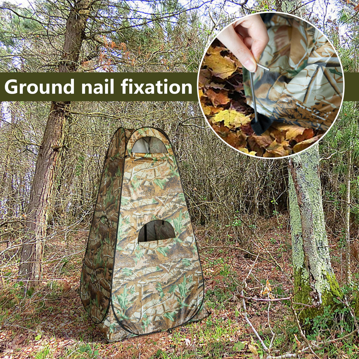 RunNico Hunting Blind - 75''x47''x47'' 1-Person Ground Blind with Zipper Windows, Portable Camouflage Tent for Outdoor Deer Hunting