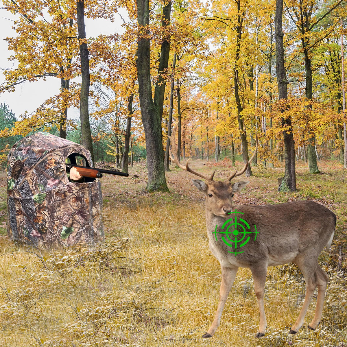 WTVIDAS Hunting Blinds with Chair Pop Up Ground Blinds with Carrying Bag Portable 1-Person Hunting Tent for Deer & Turkey Hunting